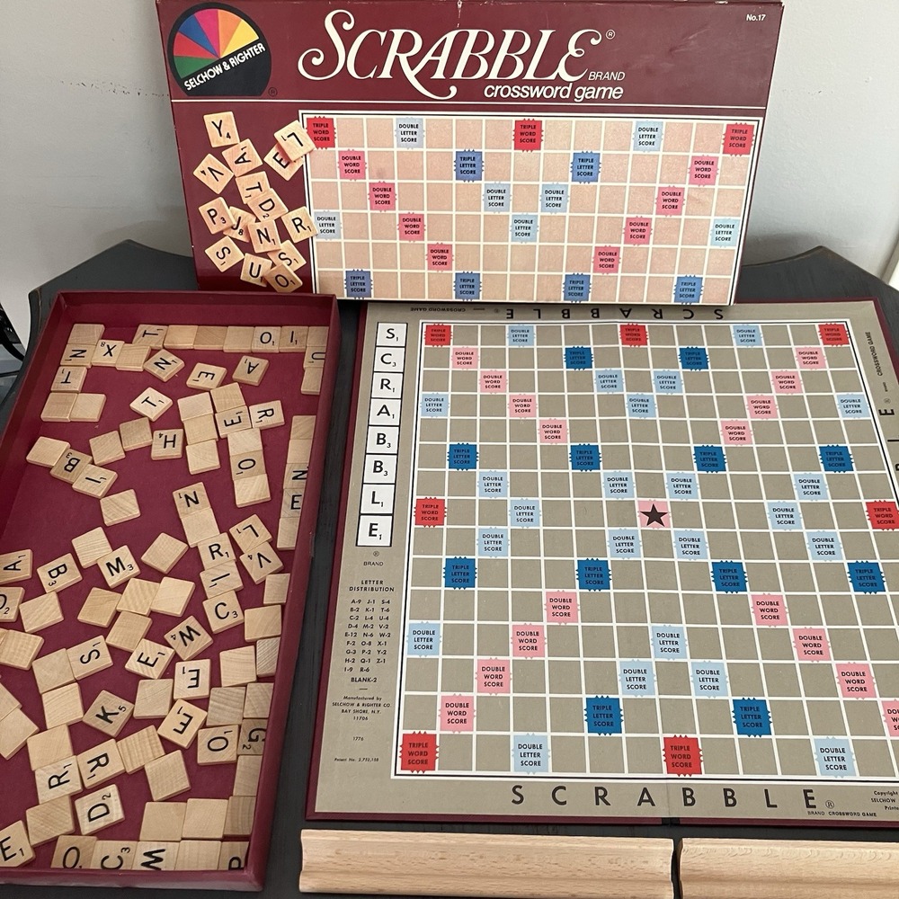 Vintage 1982 Scrabble Board Game #17 Selchow & Righter Complete Set Board Tiles